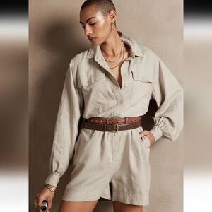 Banana Republic Safari Long Sleeve Linen Blend Romper